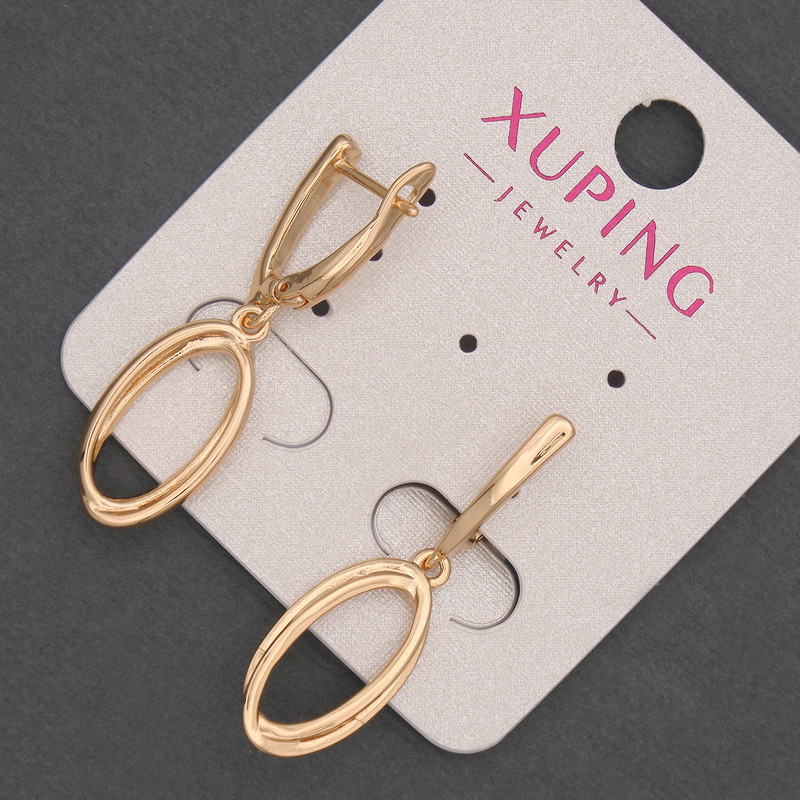 Xuping Earrings, diameter ~12 mm, length ~35 mm, 18K gold plating