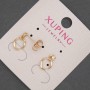 Xuping Stud Earrings with White Rhinestones, 8mm Diameter, 12mm+ Length, 18K Gold Plated