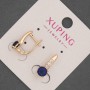 Xuping Earrings with White Crystals and Blue Stone, 6mm Ø, 17mm length, 18K Gold Plating