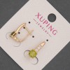 Xuping Earrings with White Rhinestones and Olive Crystal, 6mm +-, length 17mm +-, 18K Gold Plating