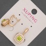 Xuping Earrings with White Rhinestones and Olive Crystal, 12mm diameter ±, length 20mm ± 18K Gold Plating