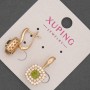 Xuping Earrings with White Cubic Zirconia and Olive Green Crystal, 12mm Ø ±, 20mm Length ±, 18K Gold Plating