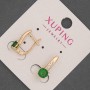Xuping Earrings with White Rhinestones and Green Crystal, 6mm Ø +-, length 17mm +-, 18K Gold Plating