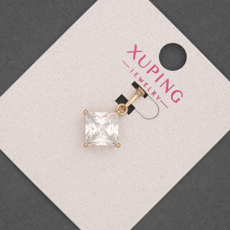 Xuping Pendant with White Crystal, 12mm Ø, approx. 20mm length, 18K Gold Plating