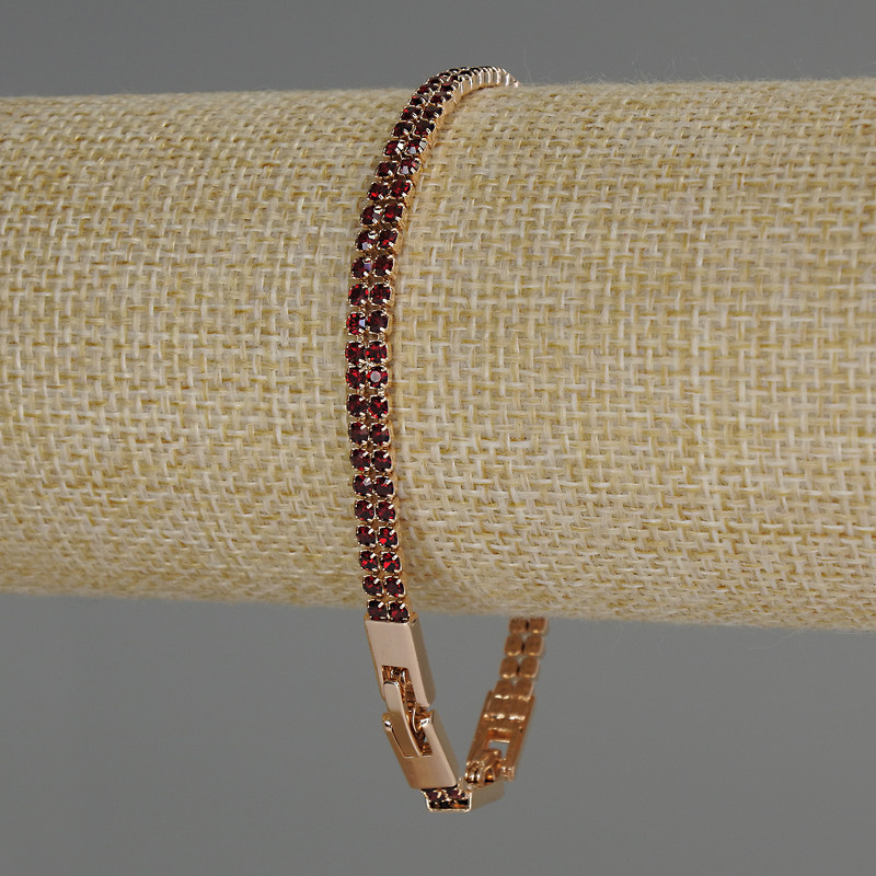 Bracelet Xuping 18K Gold Plated with Red Crystals, 4.5mm thick, length 17-19 cm