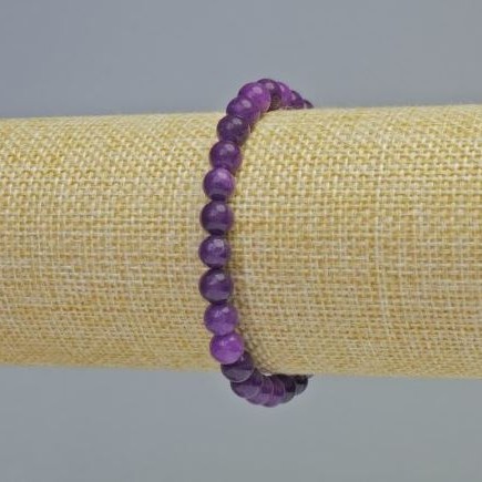 Sugilite Bracelet Smooth Bead, diameter 6mm±, elastic, length 18cm+