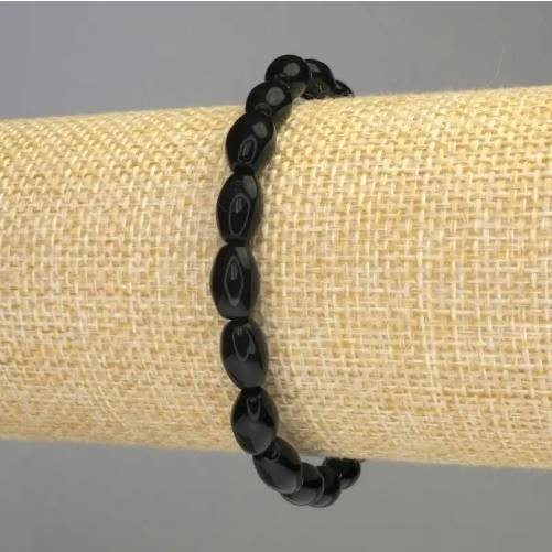 Agate Bead Bracelet, grain shape, 12x8mm diameter, stretchy 18cm