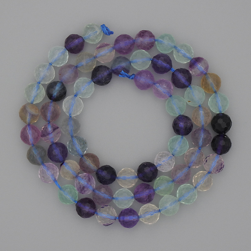 Natural stone Fluorite Beads, faceted round bead Ø6mm, length 38cm