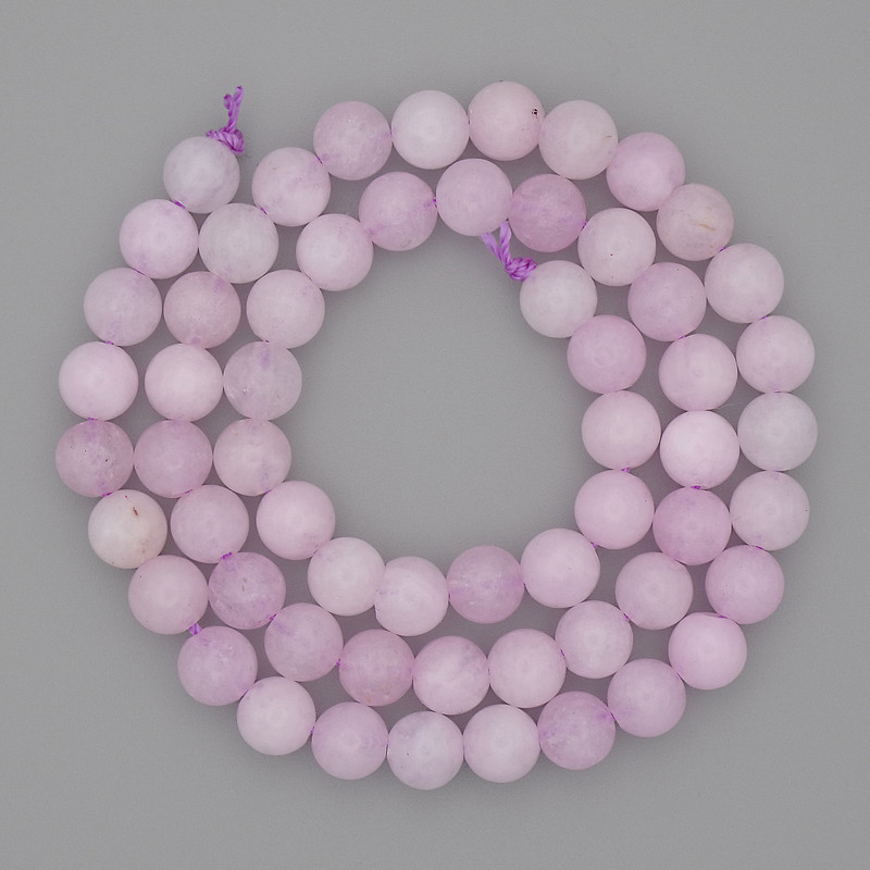 Kunzite Beads smooth round 6mm, on thread, 38cm length