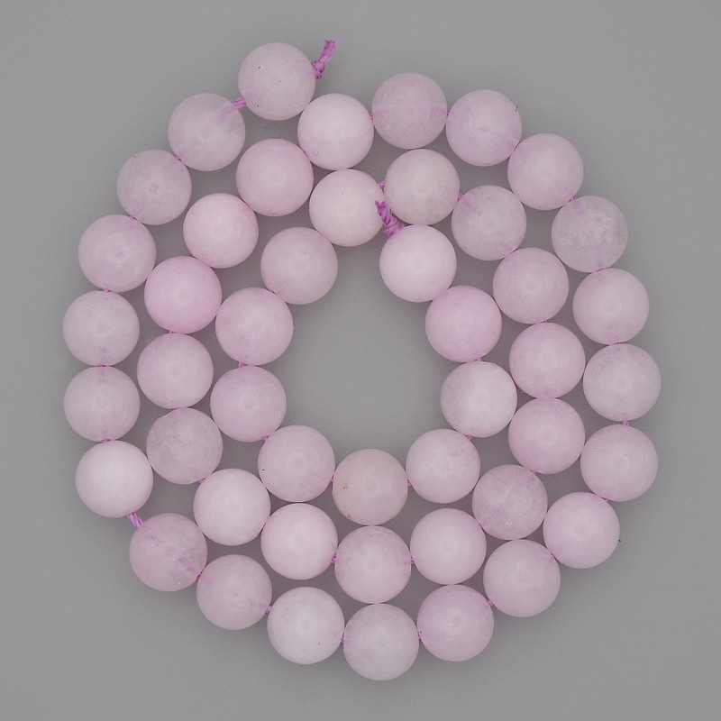 Kunzite Beads Smooth Sphere 8mm diameter on thread, length 38cm
