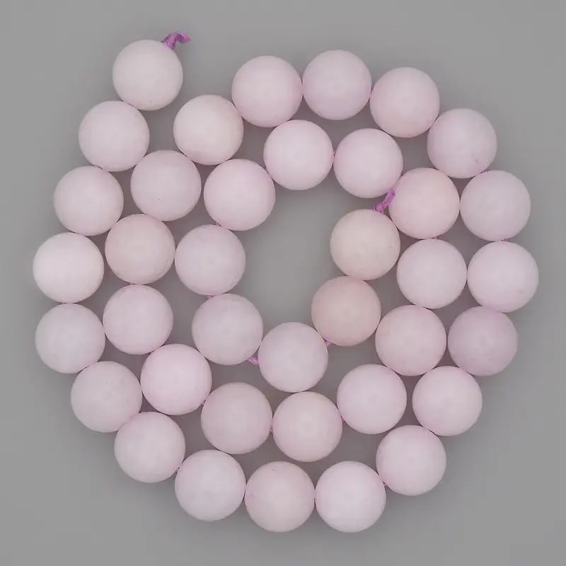 Kunzite Beads Smooth Sphere 10mm Diameter on Thread, 38cm Length