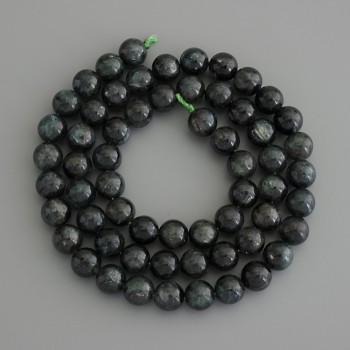 Emerald Fuschite (Muscovite) Beads, smooth sphere, 6.5 mm diameter, on string, length 39 cm