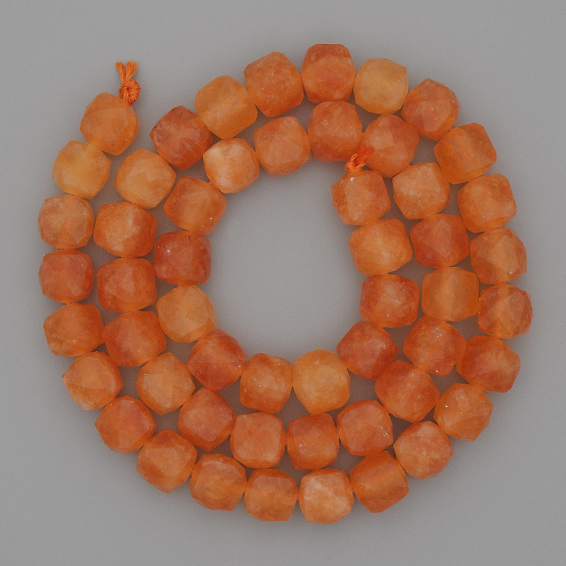 Natural Jade Beads Machan Faceted Cube 7x7mm, length 37cm