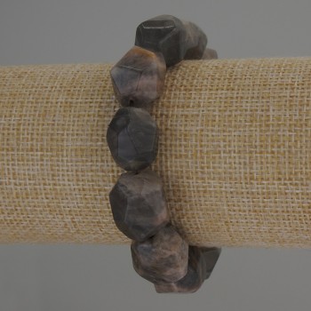 Bracelet Sunstone Natural Stone Multistrand Geometric Beads, 16-18×13-16+ mm diameter, 18 cm length Elastic