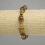Tiger’s Eye Bracelet Bead Bar, 14×10mm+, faceted coin, 8mm with metal accents, length 18cm+ stretchy