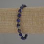 Lapis Lazuli Faceted Bead Bracelet, 8x6mm±, with 3mm+ seed beads, 18cm length, stretch