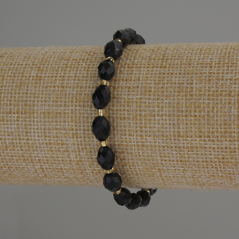 Bracelet Smoky Topaz Faceted Bead, 8x6mm+-, 3mm+ bead accent, Stretch 18cm