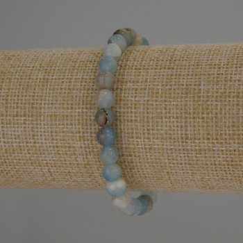 Blue Calcite Bracelet, smooth round beads 6mm diameter, stretchy 18cm length