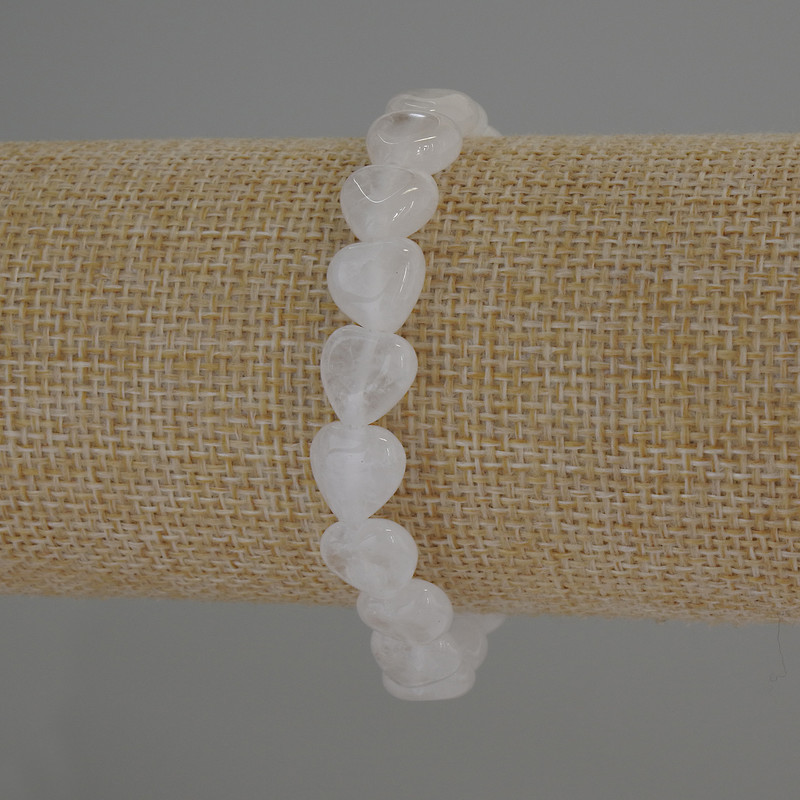 Bracelet Mountain Crystal Heart, diameter 10x10mm±, length 18cm stretch