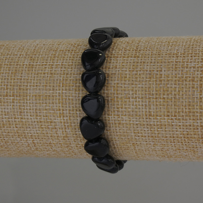 Clearance! Agate Natural Stone Heart Bracelet, 10x10mm Heart Diameter, 18cm Stretch Length