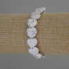 Howlite Bracelet with Natural Stone Heart, 12x12mm Heart Beads, 18cm Adjustable Elastic