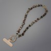 Phone charm with Jasper chip 6-10×2.5 mm ± ring, 24 mm diameter loop, 40 cm length (beads length 37 cm)