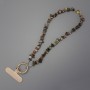 Phone charm with Jasper chip 6-10×2.5 mm ± ring, 24 mm diameter loop, 40 cm length (beads length 37 cm)