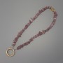 Keychain Charm of Strawberry Quartz Chip 7-15x2-4mm+- ring, 24mm diameter, 40cm length (on beads, 37cm)