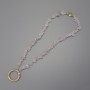Keychain Charm Pink Quartz Chip 4-9x2-5mm+- ring, 24mm diameter ear loop, 40cm length (beads length 37cm)