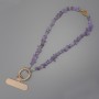 Phone charm with Amethyst shard 7x2-3 mm+- ring diameter 24 mm on ear, length 40 cm (by beads, length 37 cm)