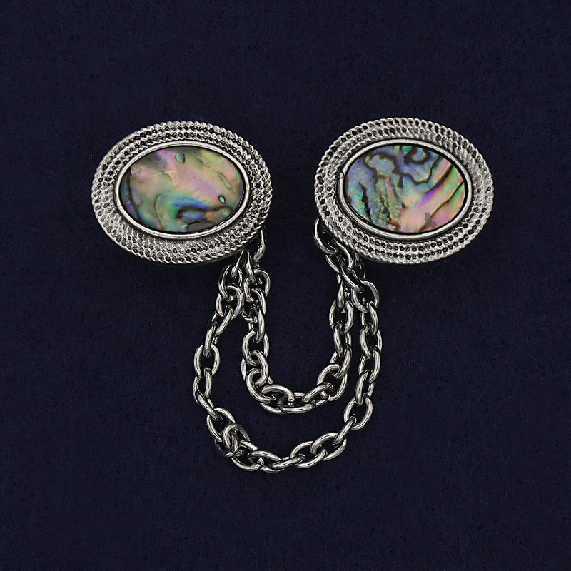Brooch for Cardigans halite silver-toned metal, diameter 18mm±, chain length 9cm+