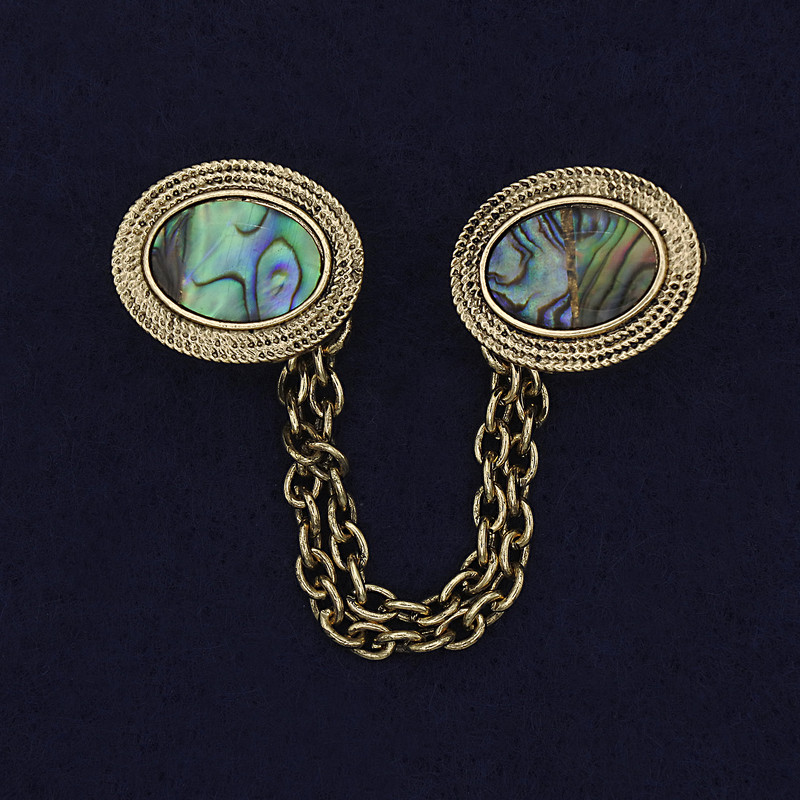 Brooch for Cardigans Hawthornite Golden Metal, diameter 18mm±, chain length 9cm+