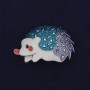 Brooch Hedgehog Enamel with Rhinestones Gold-tone 39x29mm+