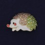 Brooch Hedgehog Enamel with Crystals Gold Tone 39x29mm+