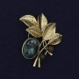 Brooch Branch with Cabochon and Bead, Golden Metal 48x40mm+