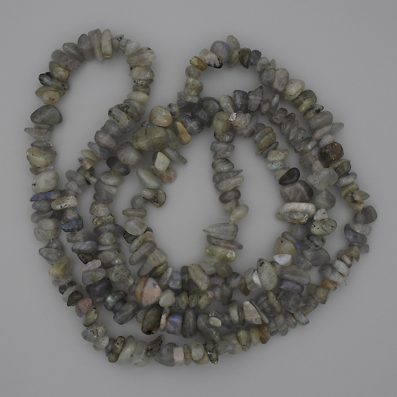 Labradorite Beads Shard Chip, diameter 8×3-5mm±, thread length 80cm±