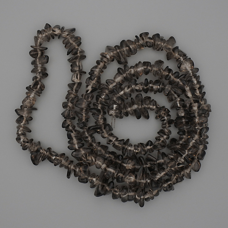Smoky Topaz Beads, chip shape, diameter 6-10×2-4 mm, length 80 cm on thread