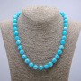 Larimar Bead Necklace, Smooth Round Beads, 10+ mm Diameter, 46 cm Length