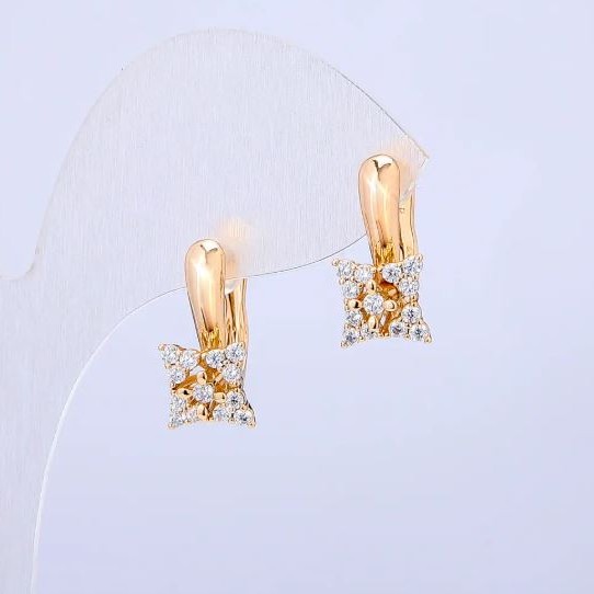 Earrings Xuping 18K Gold Plated with White Stones, diameter 17x8 mm