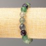 Fluorite Bracelet with Natural Stone, Faceted Round Beads, 10mm Ø, Stretchy 18cm