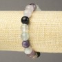 Elastic bracelet with Fluorite natural stone smooth beads 10mm diameter