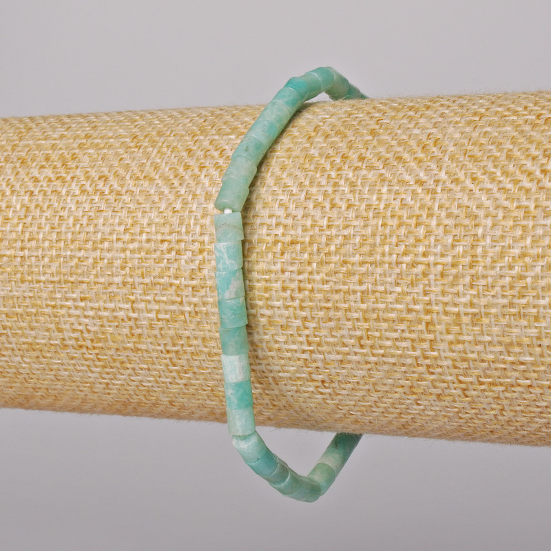 Amazonite Bracelet Natural Stone Cylinder, diameter 4x4mm±, length 18cm± (stretch)