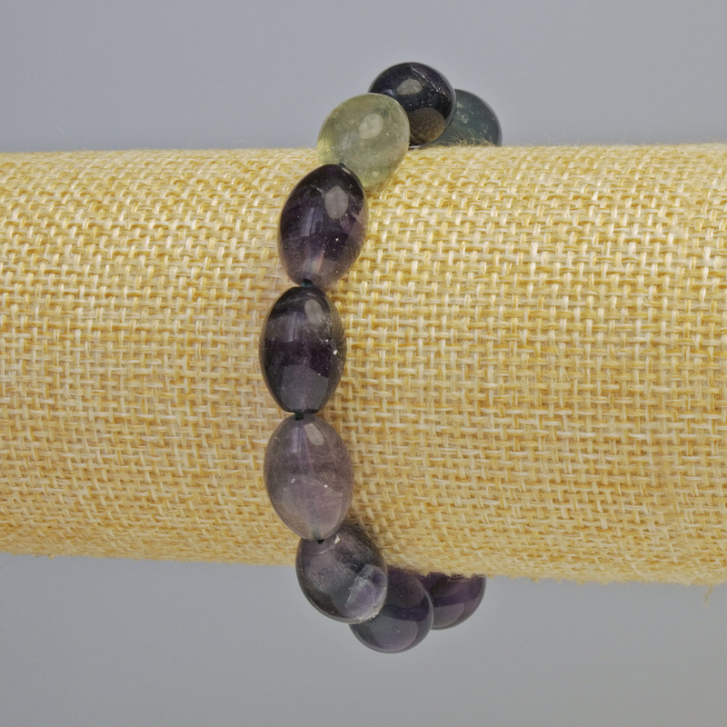 Fluorite Bracelet natural stone oval, 10x14 mm, 5mm+- (stretch), length 18 cm+