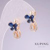 Xuping Gold Plated 18K Earrings with Blue Stones and White Rhinestones 20x11mm