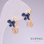 Xuping Gold Plated 18K Earrings with Blue Stones and White Rhinestones 20x11mm