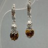 Amber Bead Earrings, ball shape, 8mm± diameter, 35mm± length