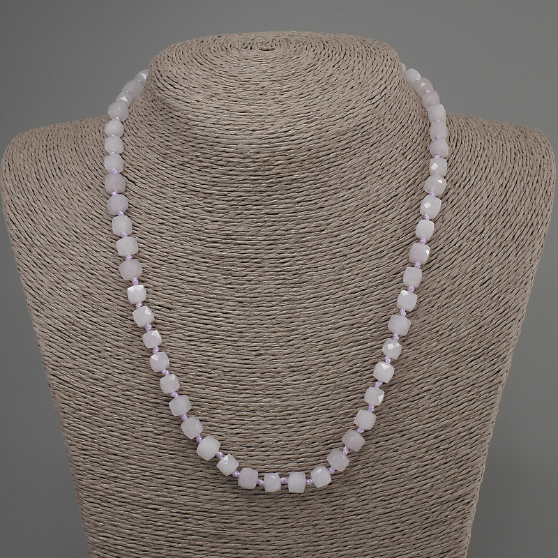 Kunzite Beads Faceted Cube, 6mm Diameter, 50mm Length ± with Clasp