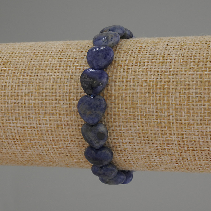Sodalite Bracelet Heart, 10mm+-, diameter 10mm, length 18cm+-, stretch