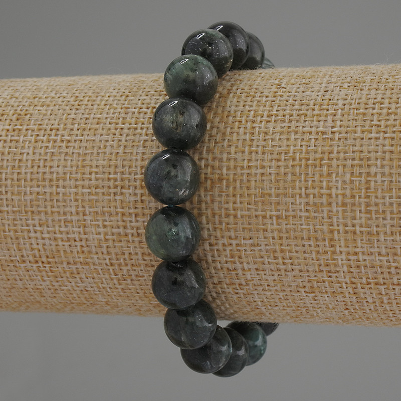 Emerald Fuxite (Muscovite) Smooth Bead Bracelet, 10 mm ± diameter, 18 cm length stretch