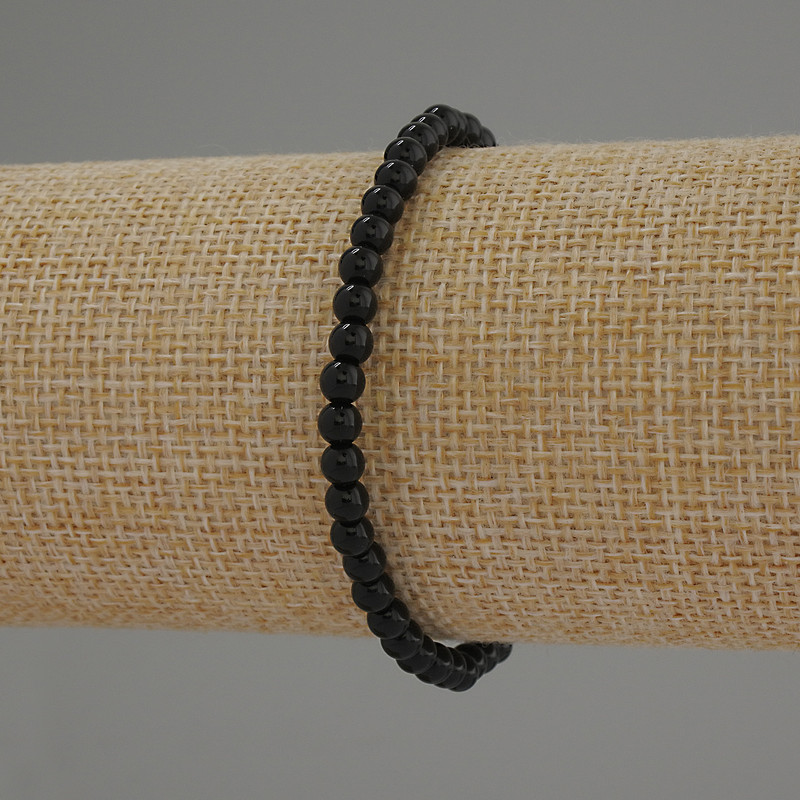 Agate Bead Bracelet Smooth Round, 4mm diameter ±, 18cm length stretch